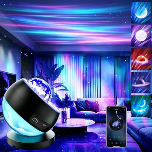Aurora Star Galaxy Night Lights Projector for Bedroom,Gifts Kids&Adults | Northern Lights,Green Stars,Moon,Bluetooth,USB,LED,Rechargeable,Women,Teen,Kids,Room,Decor,Ceiling,Space,Ocean,Lava Lamp