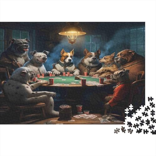 Dogs Playing Poker Jigsaw Puzzle for Adults 1000 Piece Paper Puzzle Game Night Gathering 52x38cm/1000pcs
