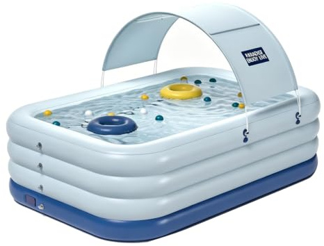 Easnuroz Piscinas Hinchables Piscina Hinchable Exterior para Adultos con Toldo(300 * 180 * 68cm)
