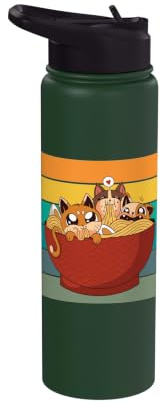 Japan Ramen Shoyu Cats Wave Stainless Steel Insulated Water Bottle