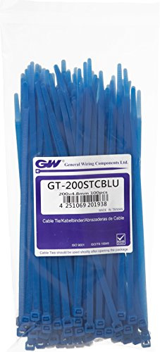 GW Kabelbinder-Technik Kabelbinder 200 x 4,8 mm, 100 Stück, blau, GT-200STCBLU