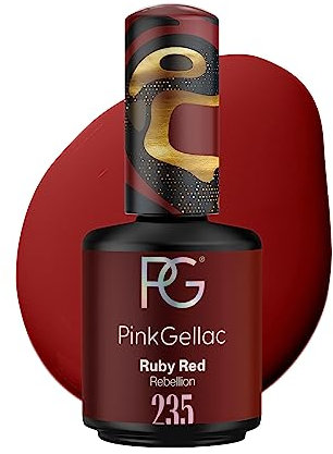 Pink Gellac UV Gel Nagellack - 235 Ruby Red 15 ml - Lang Anhaltend Shellac Nagellack Rot - Gel UV für 14 Tage Nägel in Salonqualität - Made in Holland