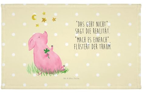Mr. & Mrs. Panda Gäste Handtuch Schwein Glück - Geschenk, Reisehandtuch, Kinder Handtuch, Frottier, Glücksschwein. Glück, Tiermotive, lustige