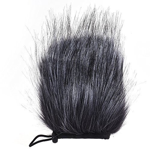 Docooler Outdoor ey-m24 Microphone Wind Cover Furry Windscreen Muff for Microphones 9 cm * 5 cm (L * D) for Rode Stereo VideoMic Pro and More gris-blanco