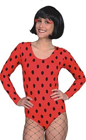 narrenkiste O40093-S-M rot-schwarz Damen Langarm Body Käfer