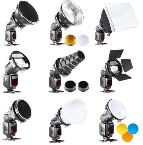 BRESSER BR-SET7 Set mit 7 Lichtmodifikationen für Kompaktblitze