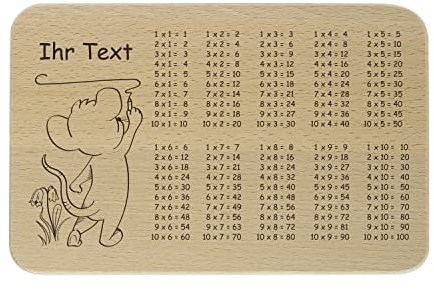 stempel-fabrik – personalisierbares 1x1 Frühstücksbrettchen aus Holz – graviertes Holzbrett zum Frühstücken, Schneiden – Geschenkidee zur Einschulung (23 x 15 x 1 cm) Vesper/Jause/Brotzeit