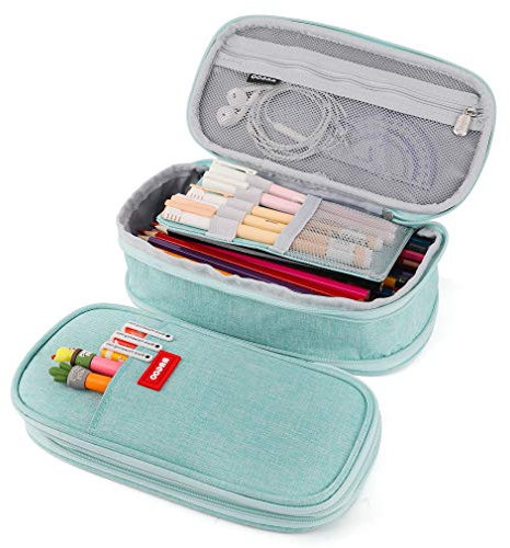 iSuperb Leinwand Mäppchen Skalierbar Etui Stifte Schulmäppchen für Mädchen, Junge, Teenage Stationery Organizer Bag (Green)