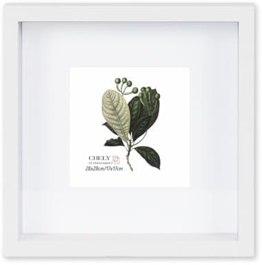 CHELY INTERMARKET Marco con profundidad 28x28cm(17x17cm) MOD-3509 Blanco con paspartu para foto u objetos