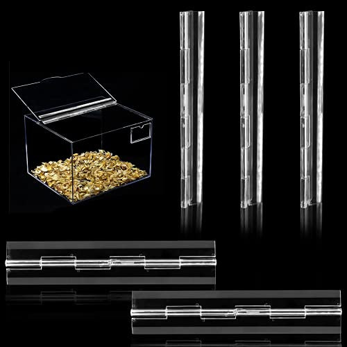 Rierdge Lot de 4 charnières en plastique transparent - Charnières transparentes en acrylique - Mini matériel pour boîte - 4,1 cm - 20,2 cm