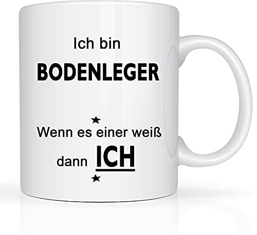 Print-Klex Berufstasse mit Bodenleger Motiv Bedruckt Bodenleger Tasse für Beruf Geschenk Kaffeebecher Geschenktasse Teetasse Weiss Arbeitsbecher mit Druck 330ml Beruf Tasse