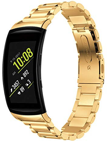 RuiRdot Cinturino di Ricambio Gear Fit 2, Cinturino da Polso in Acciaio Inossidabile Cinturino Accessorio Regolabile da 5,51-8,46 Compatibile con Samsung Gear Fit 2/Gear Fit 2 PRO (Oro)
