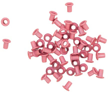 Craftelier - Set mit 50 Mini-Metallic Ösen Ideal für Scrapbooking und Bastelarbeiten | Geeignet für Verschiedene Materialien | Größe Innendurchmesser 3 mm und Außendurchmesser 5 mm - Farbe Kaugummi