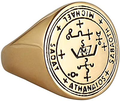 HCMA Edelstahl-Siegel des Wächter-Erzengels Michael Talisman-Ring Amulett-Symbol-Ring für Mann-Frauen-Schmuckgeschenk