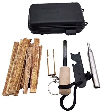 WDOPEN Fire Starting Kit, Outdoor Survival Kit, enthält mehrere Feuer startende Systeme und Notfall-Zunder-Quellen, perfekt für Camping, Wandern
