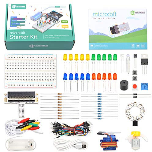 ELECFREAKS microbit Starter Kit Micro:bit Accessories Basic Coding Electronics Kit, STEM Educational DIY Experiment Kit, Electric Circuit Learning with Guidance Manual(Without Micro: bit)