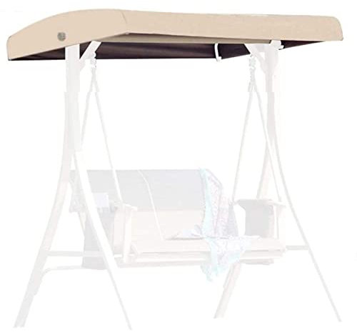 NBCV Ersatzdach Hollywoodschaukel 3 Sitzer, Hollywoodschaukel Abdeckung Dach, Sonnendach für Hollywoodschaukel 210D PU-Beschichtung Wasserdicht,Beige,191x120x18/23cm