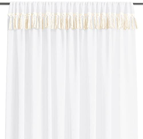 AmeliaHome Gardine 140x250 cm 1 St. Vorhang halbtransparent Kräuselband Fransen Baya