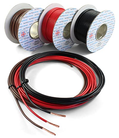 Autowiring 50 AMP Rated 6mm² Single Core Stranded Copper Cable 12v 24v Thin Wall Wire (10M 20M 30M 100M) (Red, 100 Metre Roll)