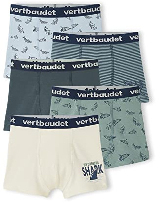 Vertbaudet 5er-Pack Jungen Boxershorts, Haie