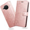 DENDICO Coque pour Nokia X20 / Nokia X10, Papillon Imprimé Housse en Cuir PU Magnétique Portefeuille, Étui à Rabat pour Nokia X20 / Nokia X10, Or Rose