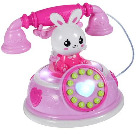 Garçons Sons Rétro Faux Éclairé Éducation Vieux Enfants Maison Enfant Tôt Faire Semblant Téléphone Apprentissage Jouets Interactifs Et Décoration en Forme de Téléphone Fixe Lapin