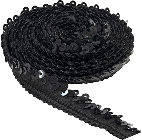 AERZETIX - C60634 - Kordelband 2 m x 15 mm mit pailletten - kleidung kurzwaren hobby kreatives gestalten röcke girlanden dekoration nähen verzierung kunst party - aus textilien - farbe: schwarz