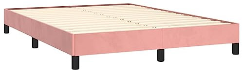 vidaXL Cadre de Lit Sommier à Lattes Lit Rembourré Cadre à Lattes Lit Double Adulte Meuble de Chambre Intérieur Rose 140x190 cm Velours