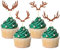 Gyufise Cupcake-Topper mit Hirsch-Motiv, braunes Glitzer-Geweih, Kuchendekoration, für Hochzeit, Babyparty, Geburtstag, Jagd, Weihnachten, Urlaub, Party, Kuchendekoration, Zubehör, 24 Stück