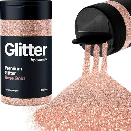 Hemway Premium Glitter Shaker - Rose Gold | Ultrafine Metallic Flake Sequins for Resin & Epoxy Crafts | Craft Supplies for Tumblers, Festival, Hair, Face, Body, Eye & Nail Art | 130 g