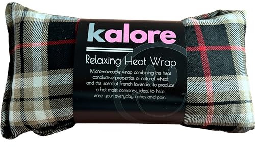 Termoforo Cervicale e Spalle - Cuscino Riscaldante al Lavanda per Microonde con Cinghia - Tessuto in Cotone Tartan e Cuscino Termico con Grano del Regno Unito di Kalore, Fulvo