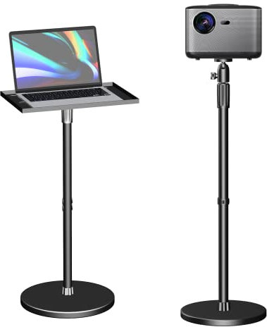 Support de projecteur Multifonction Support Vidéoprojecteur sur Pied, Hauteur Réglable 78.79-106.68 cm avec Bon Aluminium Plateau, Sphérique Rotative à 360°, pour Projecteurs, Caméras, Portables