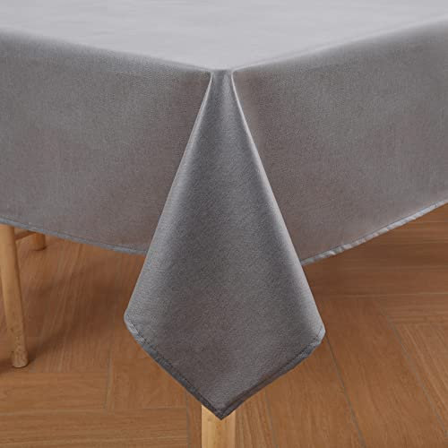 Homaxy Leinenoptik Tischdecke Abwaschbar Lotuseffekt Eckig 140 x 300 cm Tischtuch Leinendecke Wasserabweisend Tafeldecke Tischwäsche Fleckschutz, Dunkelgrau