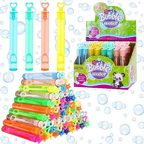 Seifenblasen Kinder, 48 Stück Seifenblasen Hochzeit, Mini Seifenblasen Set, Seifenblasenstab, Seifenblasen Kleine, Bunte Bubbles für Sommerspielzeug Garten Kinder Mitgebsel Kindergeburtstag