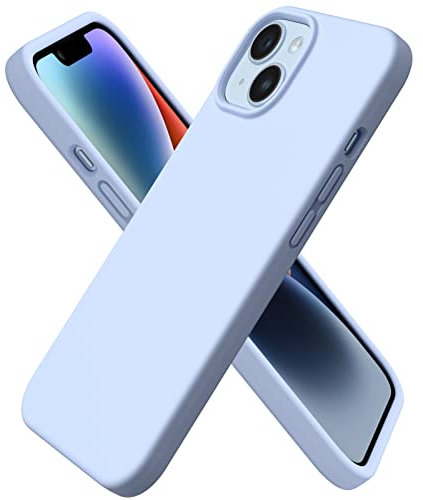 ORNARTO Compatible with iPhone 14 Case 6.1, Slim Liquid Silicone 3 Layers Full Covered Soft Gel Rubber Case Cover 6.1 inch-Baby blue