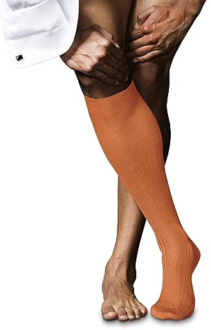 FALKE Herren Kniestrümpfe No. 10 M Kh Baumwolle lang einfarbig 1 Paar, Rot Fire 8150, 45-46