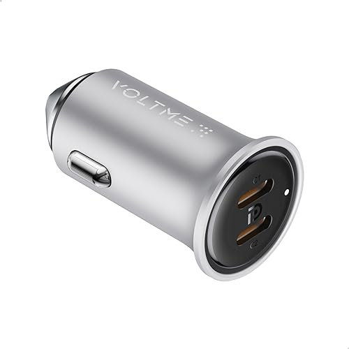 VOLTME Caricabatteria Auto 2 USB C per Accendisigari 30W 2 in 1 Grigio, Caricatore Auto PD 3.0 Adattatore per Sigaretta USB-C Doppio per iPhone 14, Samsung Galaxy S23/S22, Pixel, Xiaomi, iPad, ecc