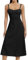 Women Y2k Square Neck Low Cut Sleeveless Bustier Long Maxi Ruffle Dress Cottagecore Spaghetti Strap Sundress (B-Black, L)