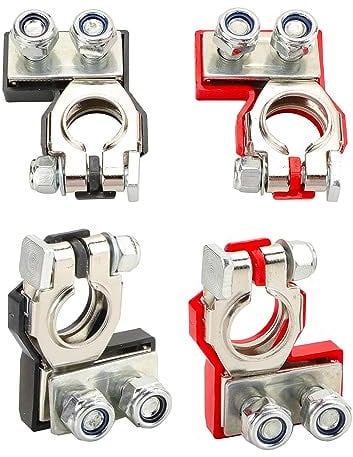 AZKEEGREY 4 Pcs Car Battery Terminals Connectors, Battery Clamps 12V 2-Way Battery Terminals,Quick Release Leisure Battery Connectors for Car,Caravan,Motorhome Battery Terminal Pair