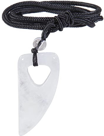 KYEYGWO Kristall Spitzer Anhänger mit Einstellbare Nylon Seil, Bergkristall Wolfszahn Stein Halskette Glücksbringer Edelstein Ketten Amulett Schmuck für Damen und Herren