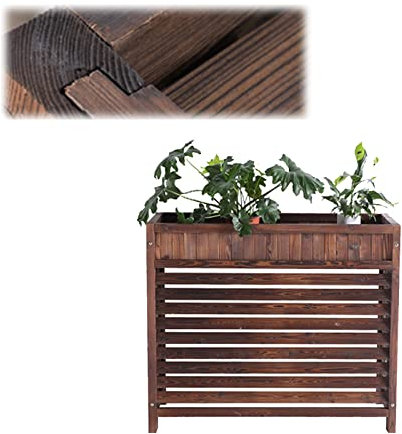 HczioN Sichtschutzzaun-Bildschirm, Kondensationseinheit, Schutzhülle, Holz-Klimaanlage, Blumenregal mit Blumentrog, Dekoration, Regal, Pflanzenaufbewahrung, Absturzsicherung, Lamellen-/Gitterrahmen