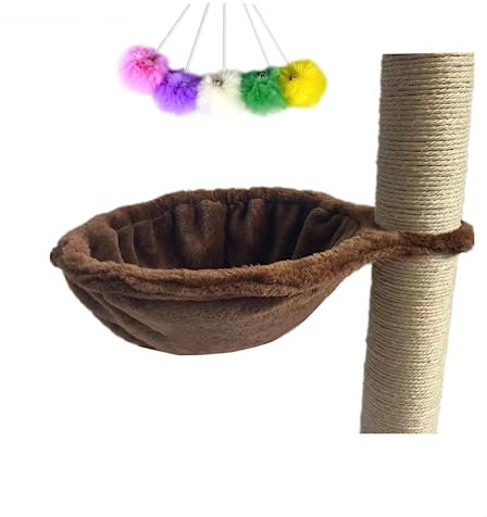 SHENGOCASE 33 cm brauner Nest Korb Liege Hängematte Bett für Katzenbaum Katzenturm Ersatz, 5er-Pack Hängespielzeuge, Katzenbaumzubehör, Hängemattenbefestigung (Medium 1 Stück, Braun)