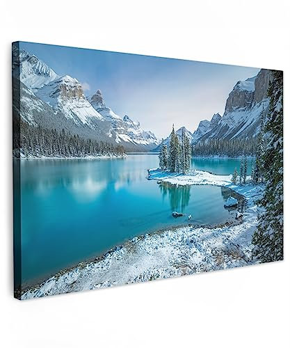 MuchoWow© Quadro su Tela 120x80 cm Stampe da Parete Quadri Cucina Camera da Letto Dipinto Arredamento Casa Paesaggio - Neve - Inverno - Acqua - Montagna