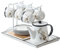 UTOQIA Teeservice Teetassen-Set Im Japanischen Stil, Keramik-Kaffeetassen-Set, Tassen Und Untertassenhalter, Tablett-Set, Tee, Kaffeekanne Teekanne Set Tee Service (Color : Nero)