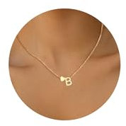 HSWYFCJY Halskette Damen Gold Kette mit Buchstabe B 316L Edelstahl Namenskette mit Herz Anhänger Verstellbar Initialen Halskette Personalisierte Schmuck Geschenke für Frauen Mädchen 45+5cm