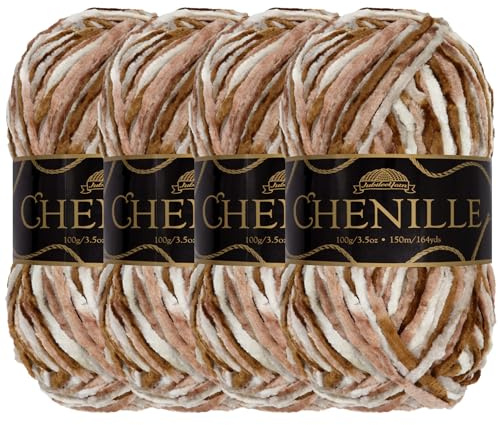 BambooMN JubileeYarn Chenille Yarn - Worsted Polyester - 100g/Skein - Lemuria - 4 Skeins