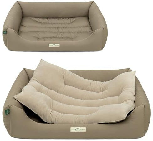 HOUND & NATURE | Öko Hundebett Luzern | Weich/Soft | Gr. L für Größere Hunde - Kuscheliges, Flauschiges Hundebett Waschbar mit Wende - Liegekissen (L - 105x75 cm, Taupe)