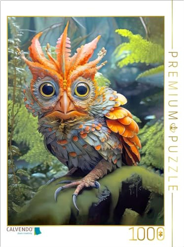 Puzzle · Tierische Hybride | Eule mit roten Federn · 1000 Teile · Lege-Größe 64 × 48 cm · CALVENDO Puzzle