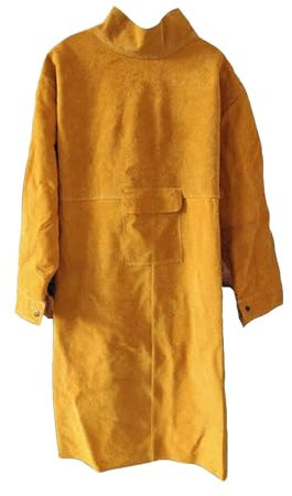 FaroLy Leather Welding Clothes Welding Apron with Sleeve Heat Flame Resistant Weld Coat for Men Women
