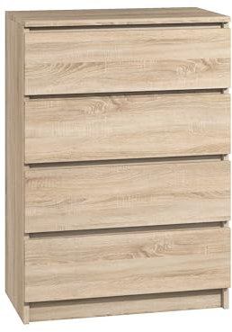 roe furniture Kommode mit 4 Schubladen - Modern Schubladenschrank - Komodenschrank - Schubladenkommode 70 cm Breit - Sonoma